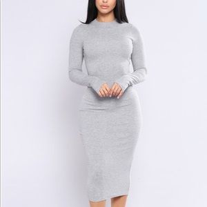 Take Hold Ribbed Dress - Heather Grey